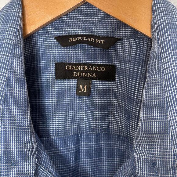GIANFRANCO DUNNA Regular Fit Short sleeve Blue plaid shirt size medium - Picture 2 of 4